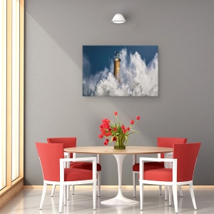 Tablou canvas - Puterea Marii, Valuri, Far, Cantabria, Santander, Spania, 60 x 90 cm - Img 4