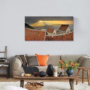 Tablou Canvas - Rasnov, Transilvania, Romania, Apus 50 x 100 cm - Img 2