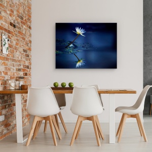 Tablou canvas - Reflectie, Flori, Nufar, Crin, 75 x 100 cm - Img 4