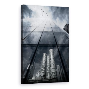 Tablou canvas - Reflectii Urbane, Oras, Arhitectura, Paris, Pasari, Cer, 60 x 90 cm