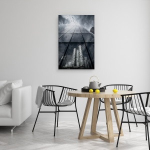 Tablou canvas - Reflectii Urbane, Oras, Arhitectura, Paris, Pasari, Cer, 60 x 90 cm - Img 4