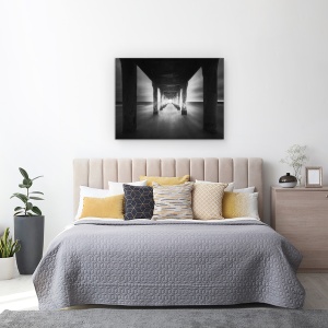 Tablou canvas - Repetitie, Alb-Negru, Mare, Plaja Din Manhattan, Pier, 50 x 70 cm - Img 3