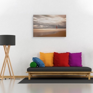 Tablou canvas - Rosu, Peisaj, Plaja, Rosu, Nisip, Mare, 40 x 60 cm - Img 2