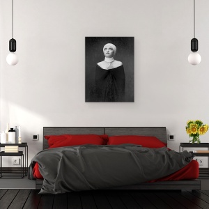 Tablou canvas - Rugati-Va, Rugaciune, Alb-Negru, Portret, Halat, Textura, 75 x 100 cm - Img 3