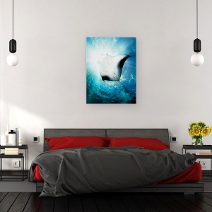 Tablou canvas - Scafandru, Manta, Soare, Raze, 75 x 100 cm - Img 3