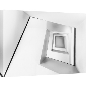 Tablou canvas - Scari de Aur, Geometrie, Forme, Alb-Negru, Tunel, Perspectiva, 40 x 60 cm