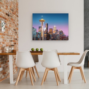 Tablou canvas - Seattle In Roz, Oras, Cer, Apus De Soare, 60 x 80 cm - Img 4