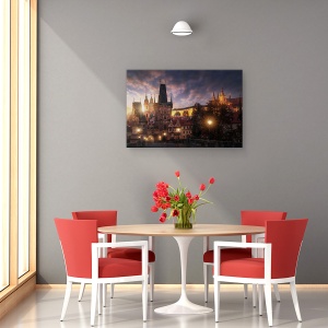 Tablou canvas - Soarele In Praga, Reper, Arhitectura, Oras, Cladire, 40 x 60 cm - Img 4