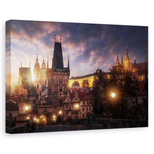 Tablou canvas - Soarele In Praga, Reper, Arhitectura, Oras, Cladire, 80 x 120 cm