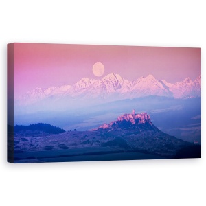 Tablou canvas - Spia Basm, Slovacia, Tatra, Spis, Castel, Superluna, 50 x 100 cm