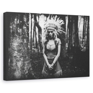 Tablou canvas - Stare De Spirit Alb-Negru In Padure, Indian, American, Pana, Padure, 40 x 60 cm