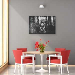 Tablou canvas - Stare De Spirit Alb-Negru In Padure, Indian, American, Pana, Padure, 40 x 60 cm - Img 4