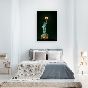 Tablou canvas - Statuia Libertatii, Luna Plina, Libertate, 60 x 90 cm - Img 3