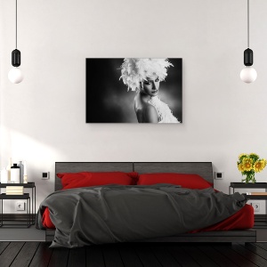 Tablou canvas - Stea, Portret, Alb-Negru, Palarie, Moda, 60 x 90 cm - Img 3
