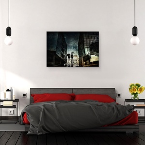 Tablou canvas - Strada, Oameni, Ploaie, Persoana, Urbana, Fard, 80 x 120 cm - Img 3