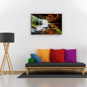 Tablou canvas - Sub pervaz, Peisaj, Cascada, Pestera, Stanca, 40 x 60 cm - Img 2