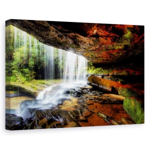 Tablou canvas - Sub pervaz, Peisaj, Cascada, Pestera, Stanca, 80 x 120 cm