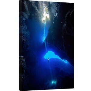 Tablou canvas - Sunet de la Cer, Sub Apa, Scufundare, Usor, Albastru, Pestera, Aventura, 80 x 120 cm