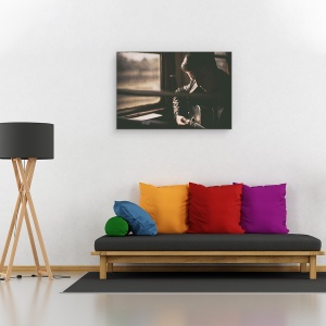 Tablou canvas - Sunetul Inimii Tale, Portret, Om, Pasager, Muzica, Chitara, 60 x 90 cm - Img 2
