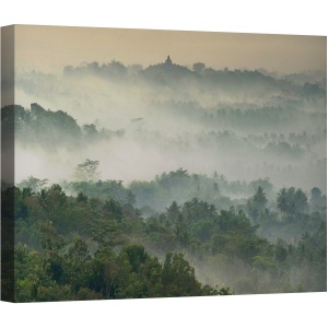 Tablou canvas - Templul in Ceata, Borobudur, Java, Indonezia, Abur, Ceata, Peisaj, 75 x 100 cm