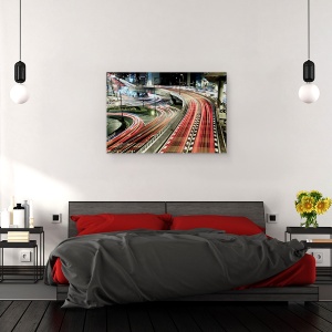 Tablou canvas - Trafic Haotic, Noapte, Drum, Dara, Dungi, Lumini, 60 x 90 cm - Img 3