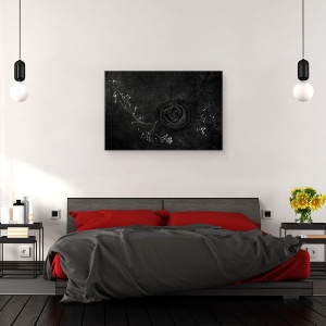 Tablou canvas - Trandafir Negru, Trandafir, Alb-Negru, Intunecos, Floare, 80 x 120 cm - Img 3