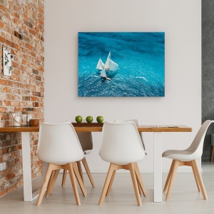 Tablou canvas - Trecere Albastra, Vapor, Barca, Barca Cu Panze, Nave, Navigare, 50 x 70 cm - Img 4