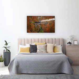 Tablou canvas - Tren De Muzeu, Toamna, Sangera, Pod, Canion, Destinatie, 50 x 80 cm - Img 3