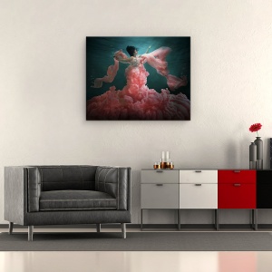 Tablou canvas - Trezirea Naturii, Sub Apa, Fum, Rochie, Moda, Model, 40 x 50 cm - Img 2