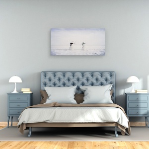 Tablou canvas - Tu Si Eu, Iarna, Zapada, Om De Zapada, Dragoste, Rece, 50 x 100 cm - Img 3