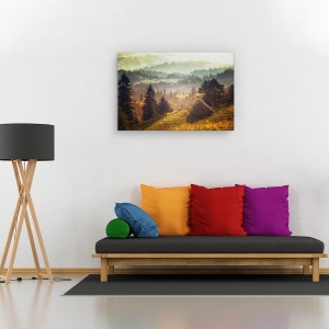 Tablou canvas - Untitled, Peisaj, Padure, Copaci, Casa, 80 x 120 cm - Img 2