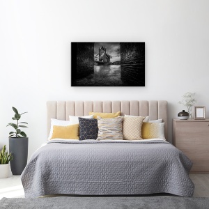 Tablou canvas - Urmareste-L Pe Sherlock, Londra, Arhitectura, Tower Bridge, Pod, Alb-Negru, 50 x 80 cm - Img 3