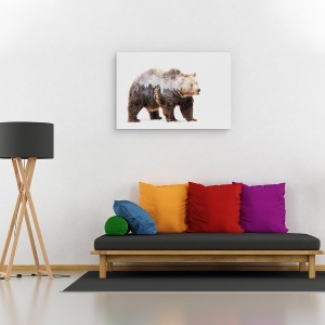 Tablou canvas - Urs, Padure, Ceata, Salbatic, Maro, 80 x 120 cm - Img 2