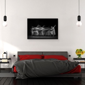 Tablou canvas - Valuri De Balerina, Balet, Grace, Gratios, Alb-Negru, 60 x 90 cm - Img 3