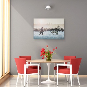 Tablou canvas - Vanatoare, Animale, Reni, Iarna, 80 x 120 cm - Img 4