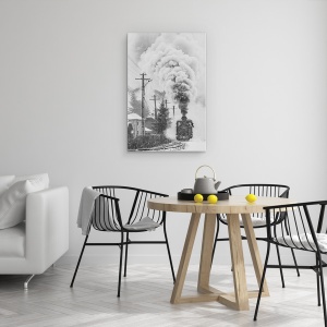 Tablou canvas - Vechiul Tren, Locomotiva, Motor, Vintage, Retro, 60 x 90 cm - Img 4