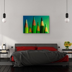 Tablou canvas - Verde, Natura moarta, Creioane, 80 x 120 cm - Img 3