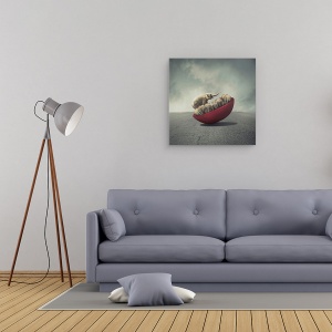 Tablou canvas - Viata Presupune Echilibru, Elefant, Castron, Greutate, 90 x 90 cm - Img 2