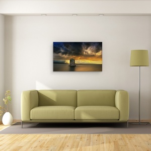 Tablou Canvas - Vine Furtuna..., Peisaj, Italia, Toscana, Cer, Raza De Soare, Rau, 50 x 80 cm - Img 2