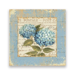 Tablou Canvas - Vintage, Flori, Post Card, Albastru, 60 x 60 cm