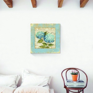 Tablou decorativ canvas vintage cu flori albastre 60x60 cm