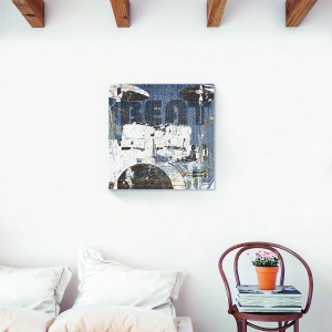 Tablou canvas vintage muzical cu instrumente de tobe 60x60 cm