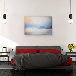 Tablou canvas - Zori, Dimineata, Lac, Reflectie, Nori, Pescuit, 80 x 120 cm - Img 3