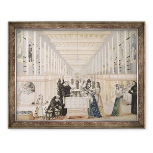 Tablou inramat - Abraham Bosse - Infirmeria surorilor de caritate in timpul unei vizite a Annei de Austria 1601-66 c.1640 guasa pe hartie, 60 x 80 cm