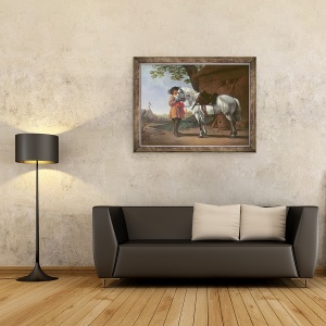 Tablou inramat - Abraham van Calraet - Un cavaler cu un cal gri, 60 x 80 cm - Img 2