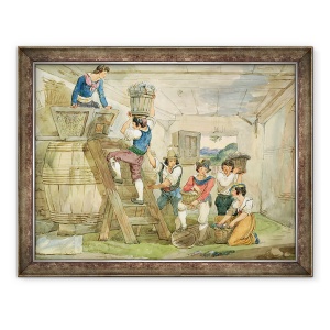Tablou inramat - Achille Pinelli - Culegatorii de struguri care transporta struguri catre presa, 60 x 80 cm
