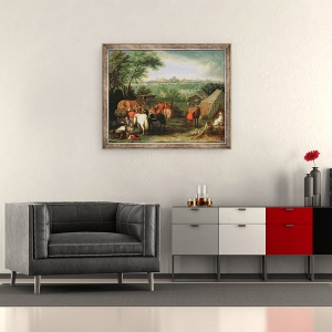 Tablou inramat - Adam Frans van der Meulen - Armata lui Ludovic al XIV-lea inainte de Tournai, 50 x 60 cm - Img 2
