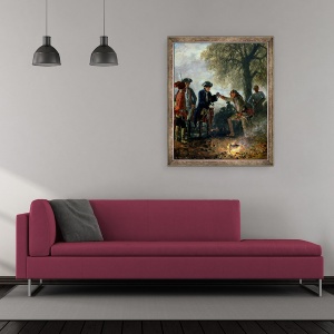 Tablou inramat - Adolph Friedrich Erdmann von Menzel - Frederic cel Mare 1712-86 cu Zieten la tabara, 50 x 60 cm - Img 2