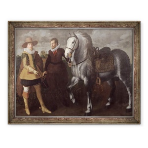 Tablou inramat - Adriaen I van Nieulandt - Portret De Un Gentleman Cu Calul Sau si Mirele, 60 x 80 cm