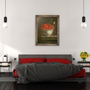 Tablou inramat - Adrian Coorte - Natura moarta cu capsuni salbatice intr-un castron chinezesc, 70 x 90 cm - Img 3